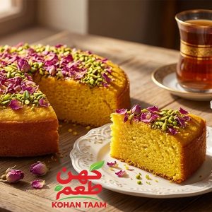 طرز تهیه کیک زعفران و گلاب
