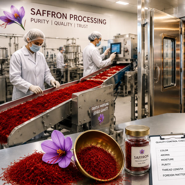 بررسی فرآیند فرآوری و خشک کردن صنعتی زعفران (دستگاه خشک‌کن اسپانیایی)
