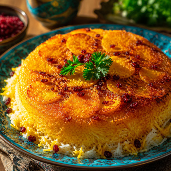 ته دیگ سیب زمینی رنده شده