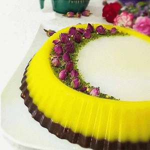 ژله زعفرانی دو رنگ
