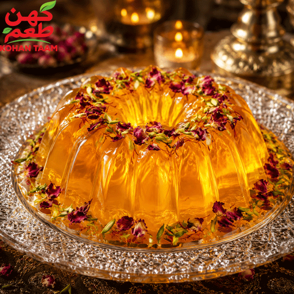 ژله زعفرانی دو رنگ